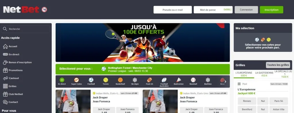 NetBet : casino et site de paris avec les cotes les plus compétitives